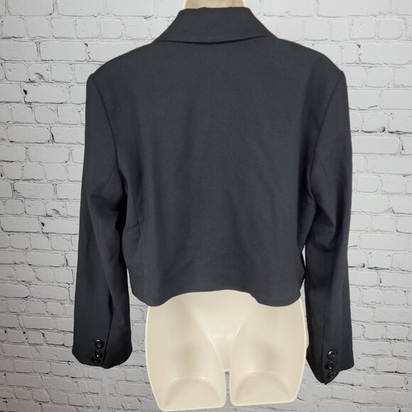 We The Free Free People Black Buttoned Cropped Notch Blazer Jacket Size Small S - Picture 2 of 14